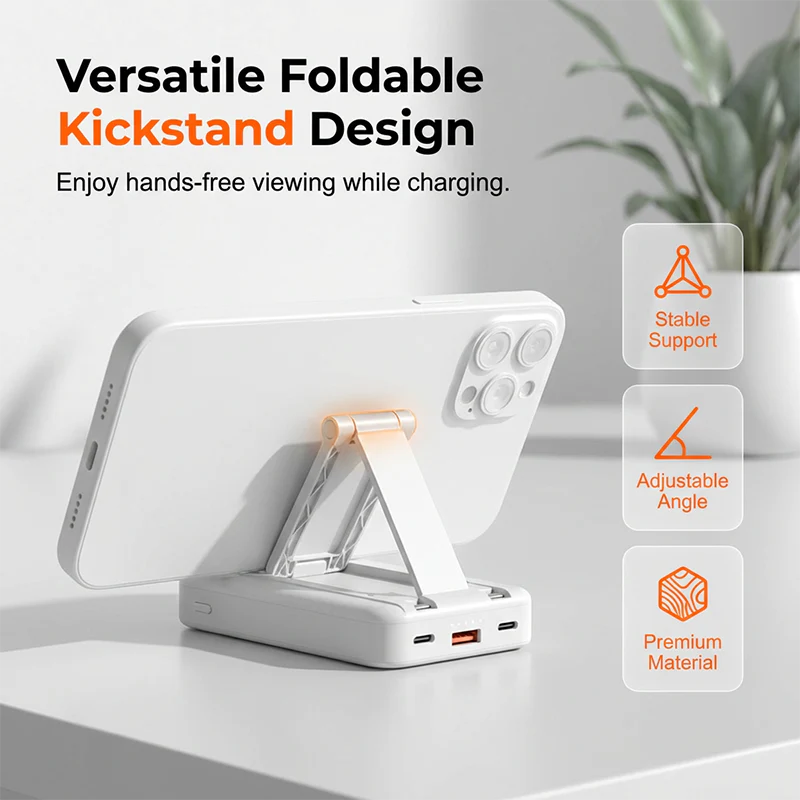3-in-1 Magnetic Wireless Power Bank with Dual Cables - Image 5