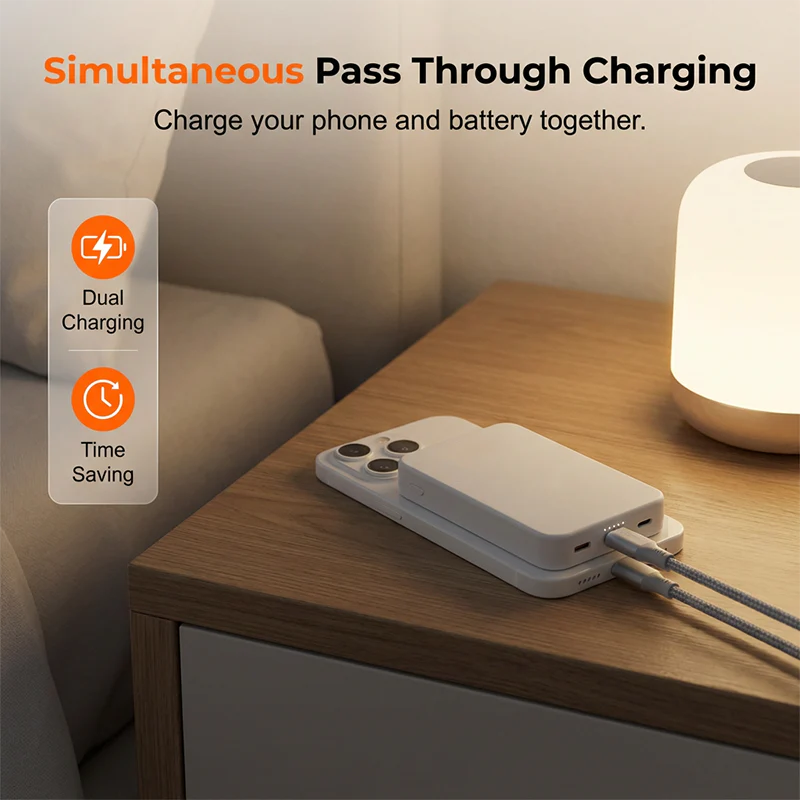 3-in-1 Magnetic Wireless Power Bank with Dual Cables - Image 8