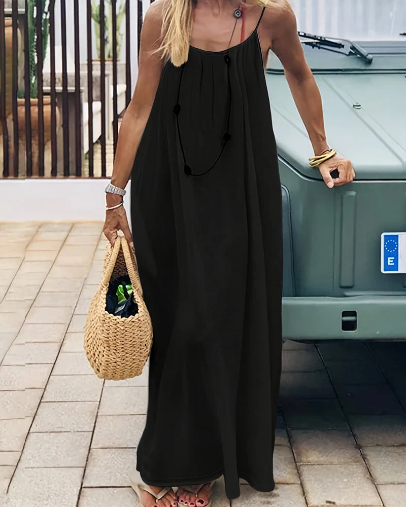 💕💖LAST DAY SALE 50% OFF!💃Women's Solid Color Backless Cami Dress - Image 10