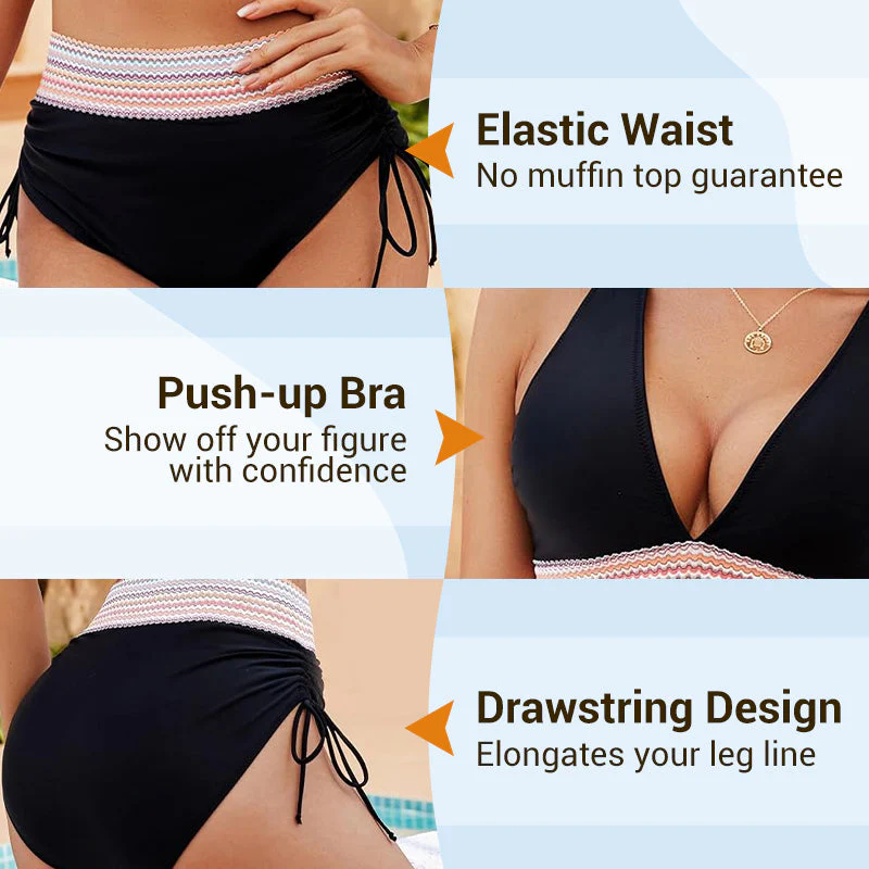 🔥Summer Sale 49% OFF💥👙High Waisted Tummy Control Color Block Bikini Sets - Image 6
