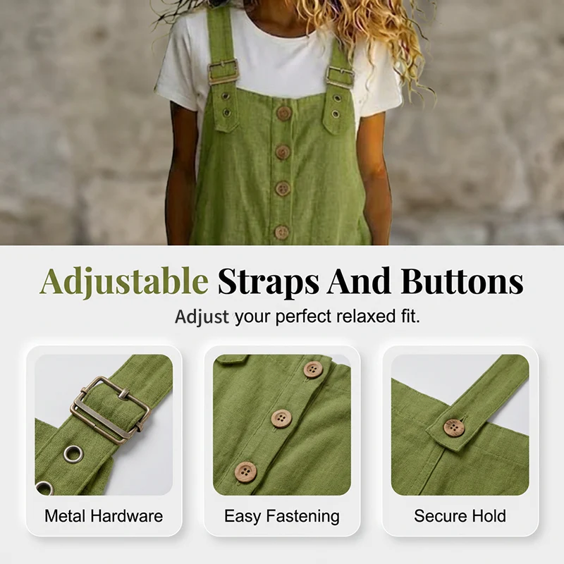 🌿New arrival 50% OFF!👖 Women's Casual Button-Front Overalls - Image 3