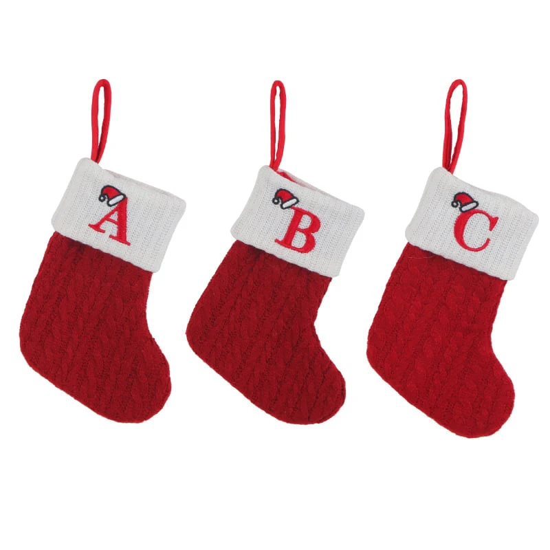 🔥Hot Sale🔥Cozy Knit Socks, Embroidered Candy Gift Bag, Letter Christmas Stocking - Image 9