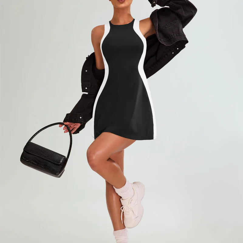 ⏳Time-limited Special⏰Color-Blocking Slim Mini Dress & Shorts Set - Image 4
