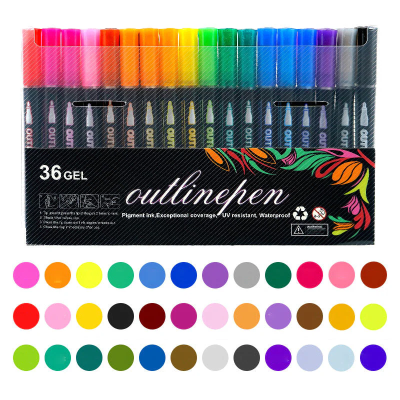 🎅Christmas Special Deals £7.95!!⚡50K+ SOLD!🎁Double Outline Glitter Coloring Pen Set - Image 15