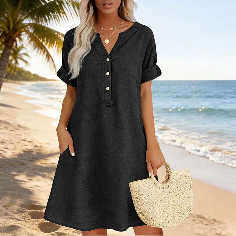 👗Last Day Special Price £14.99!!✨👗Women's V-Neck Tunic Dress – Relaxed Fit, Pockets & Breathable - Image 12
