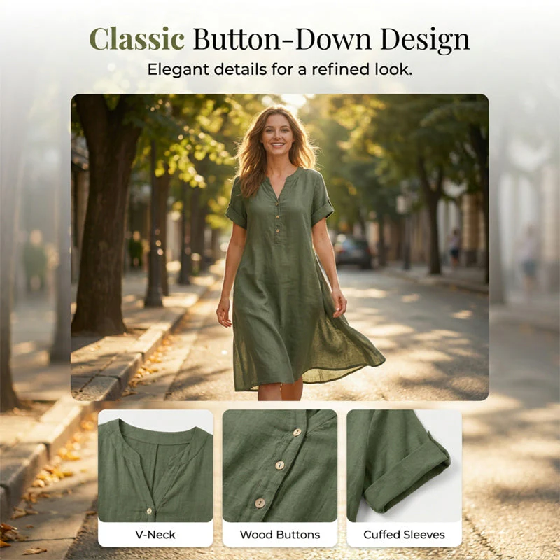 👗Last Day Special Price £14.99!!✨👗Women's V-Neck Tunic Dress – Relaxed Fit, Pockets & Breathable - Image 6