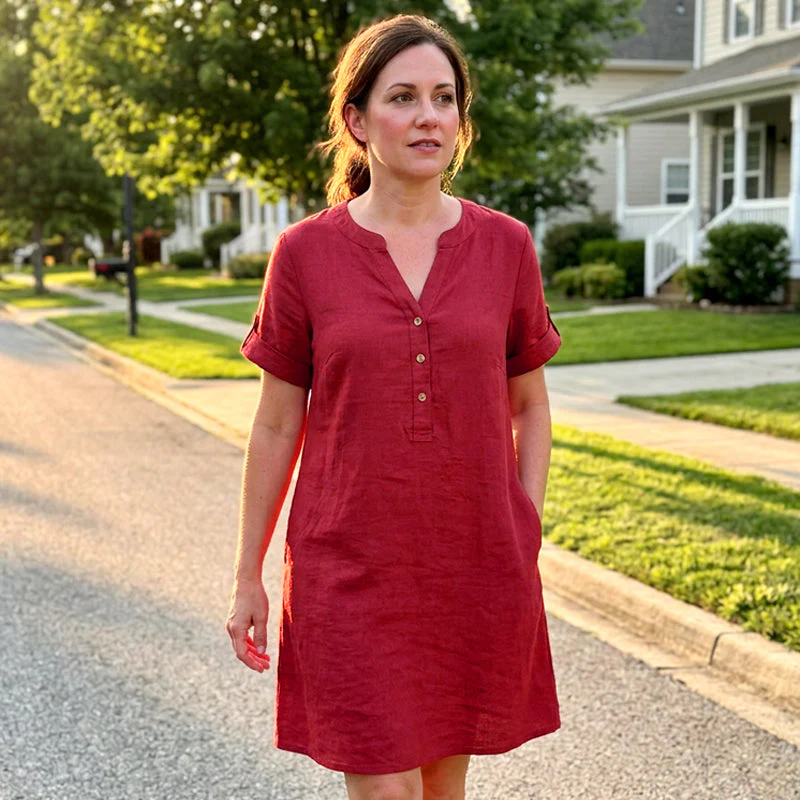 👗Last Day Special Price £14.99!!✨👗Women's V-Neck Tunic Dress – Relaxed Fit, Pockets & Breathable - Image 8