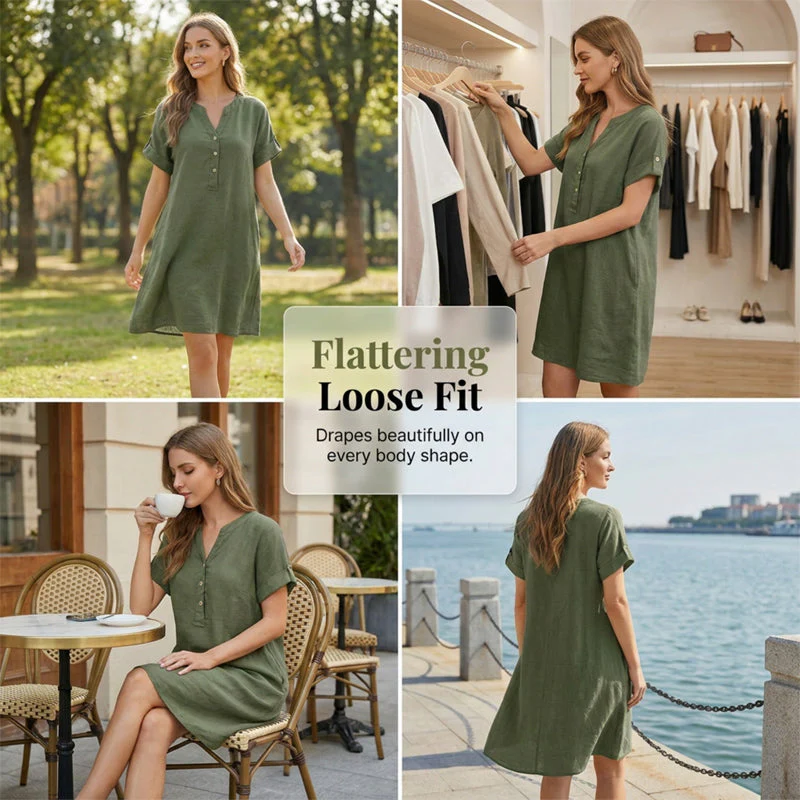 👗Last Day Special Price £14.99!!✨👗Women's V-Neck Tunic Dress – Relaxed Fit, Pockets & Breathable - Image 9