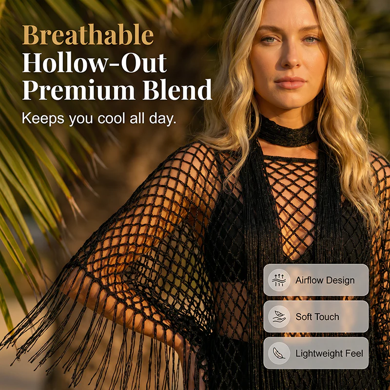 🏆 Last Day Special Price £9.99! 💐Summer Metallic Crochet Cover-Up – Lightweight, Flowy & Effortlessly Stylish summer outfit - Image 13