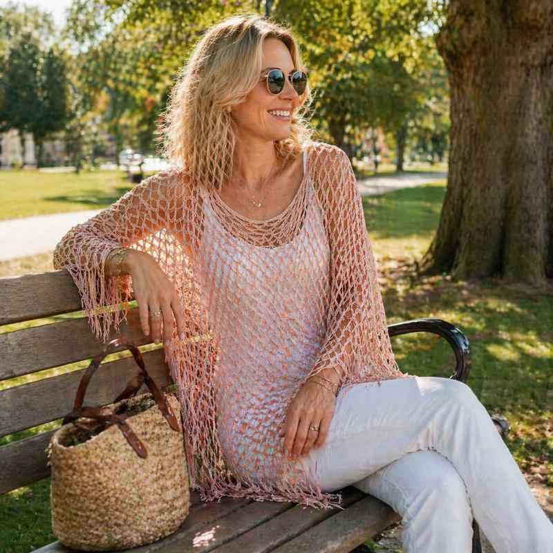 🏆 Last Day Special Price £9.99! 💐Summer Metallic Crochet Cover-Up – Lightweight, Flowy & Effortlessly Stylish summer outfit - Image 4