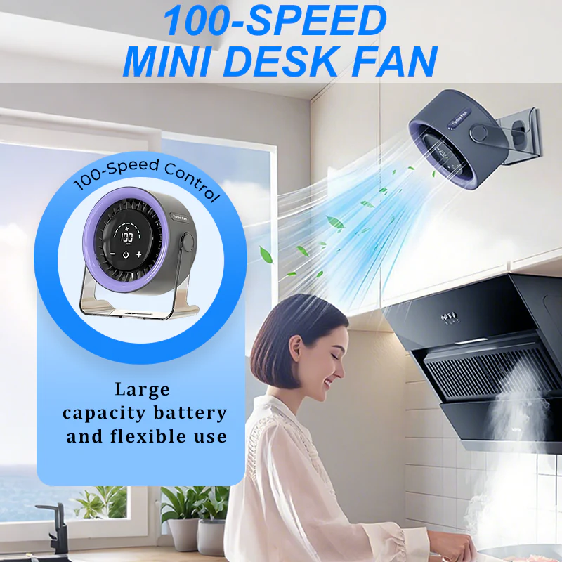 ๐2026 Desk Fan โ USB Rechargeable with LED Display ๐ | 100 Speeds, 120ยฐ Tilt & Full Oscillation โ๏ธ | Ultra-Quiet for Bedroom ๐ด, Office ๐ฅ๏ธ & Camping ๐๏ธ | Up to 24H Battery โก | UK Designed ๐ก๐ฌ๐ง