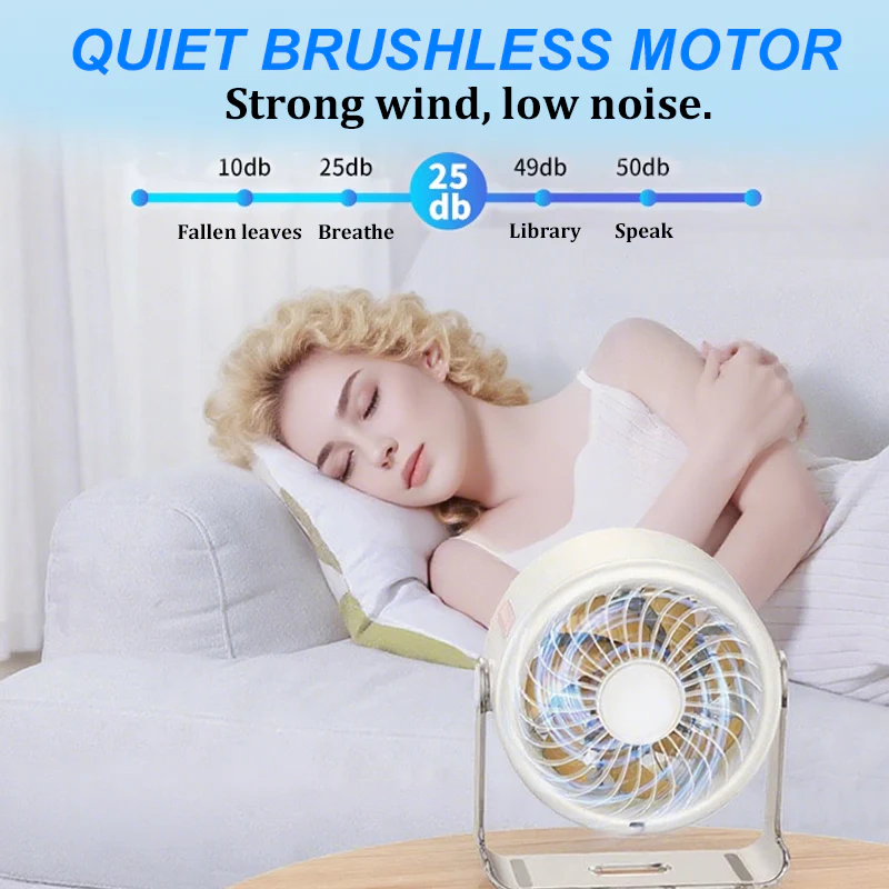 ๐2026 Desk Fan โ USB Rechargeable with LED Display ๐ | 100 Speeds, 120ยฐ Tilt & Full Oscillation โ๏ธ | Ultra-Quiet for Bedroom ๐ด, Office ๐ฅ๏ธ & Camping ๐๏ธ | Up to 24H Battery โก | UK Designed ๐ก๐ฌ๐ง - Image 3