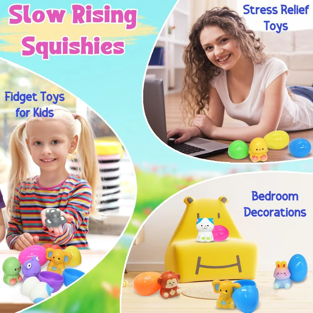 🔥Last Day Special Price £9.99!!⚡50K+ SOLD🎁12/24PCS Easter Eggs Prefilled Slow Rising Squishy Toys - Image 12