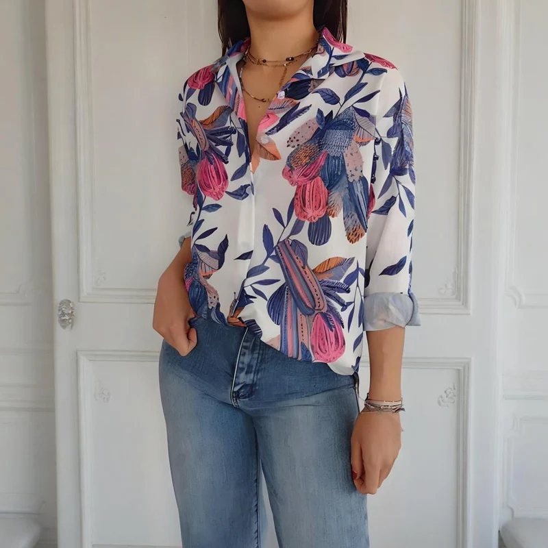 Elegant Plants Print Button-up Shirt - Image 2