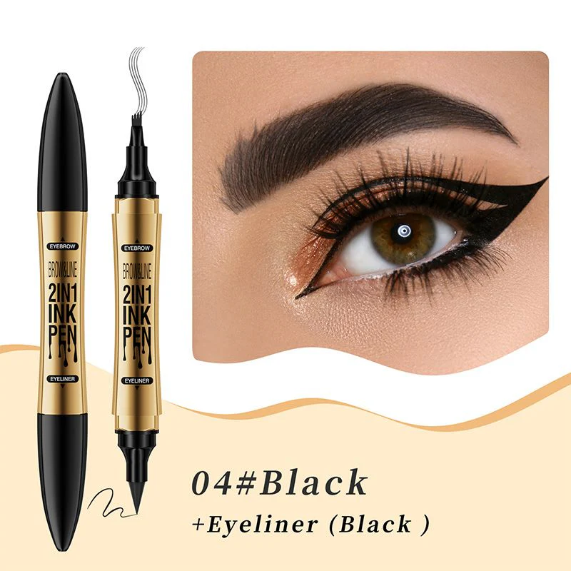 2-in-1 Waterproof Magic 4-fork Eyebrow Pen & Eyeliner - Image 15