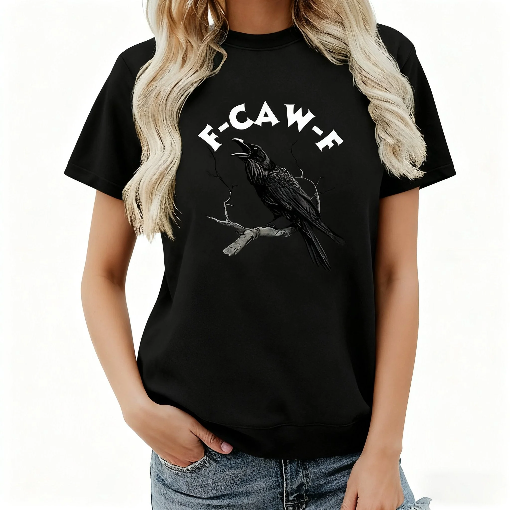 🏆LAST DAY SALE: Only £10.99!!🔥 Humorous Crow Graphic T-Shirt – Say It With a Caw! - Image 6