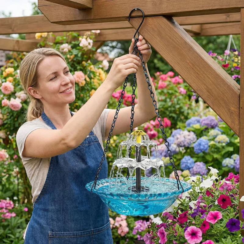 🐦2026 NEW ARRIVALS - 50% OFF🔥💐Solar Cascade Hanging Bird Bath Fountain - Image 3