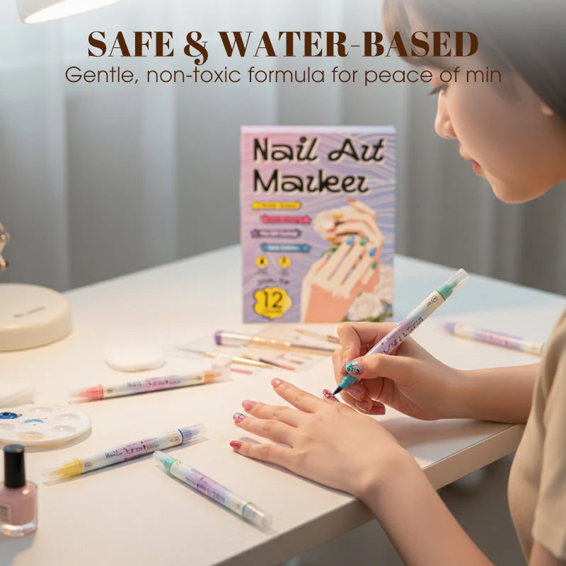 🎨Last Day Special Price:£ 8.99💞50K+ SOLD!✨Dual-Tip Nail Art Marker Pen Set Quick‑dry, no UV lamp. Fine & brush tips. 12/24 vibrant colors. Easy DIY at home. No smudges, just art! 💅🖌️ - Image 6
