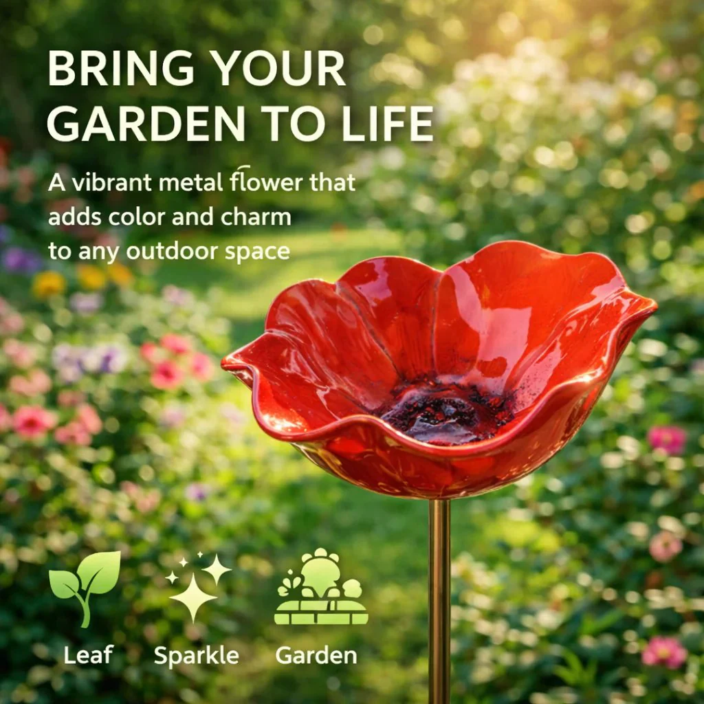 💖🎁2026 Hot Sale 50% Off🌺Handmade Metal Flower Garden Stake🐦 - Image 4