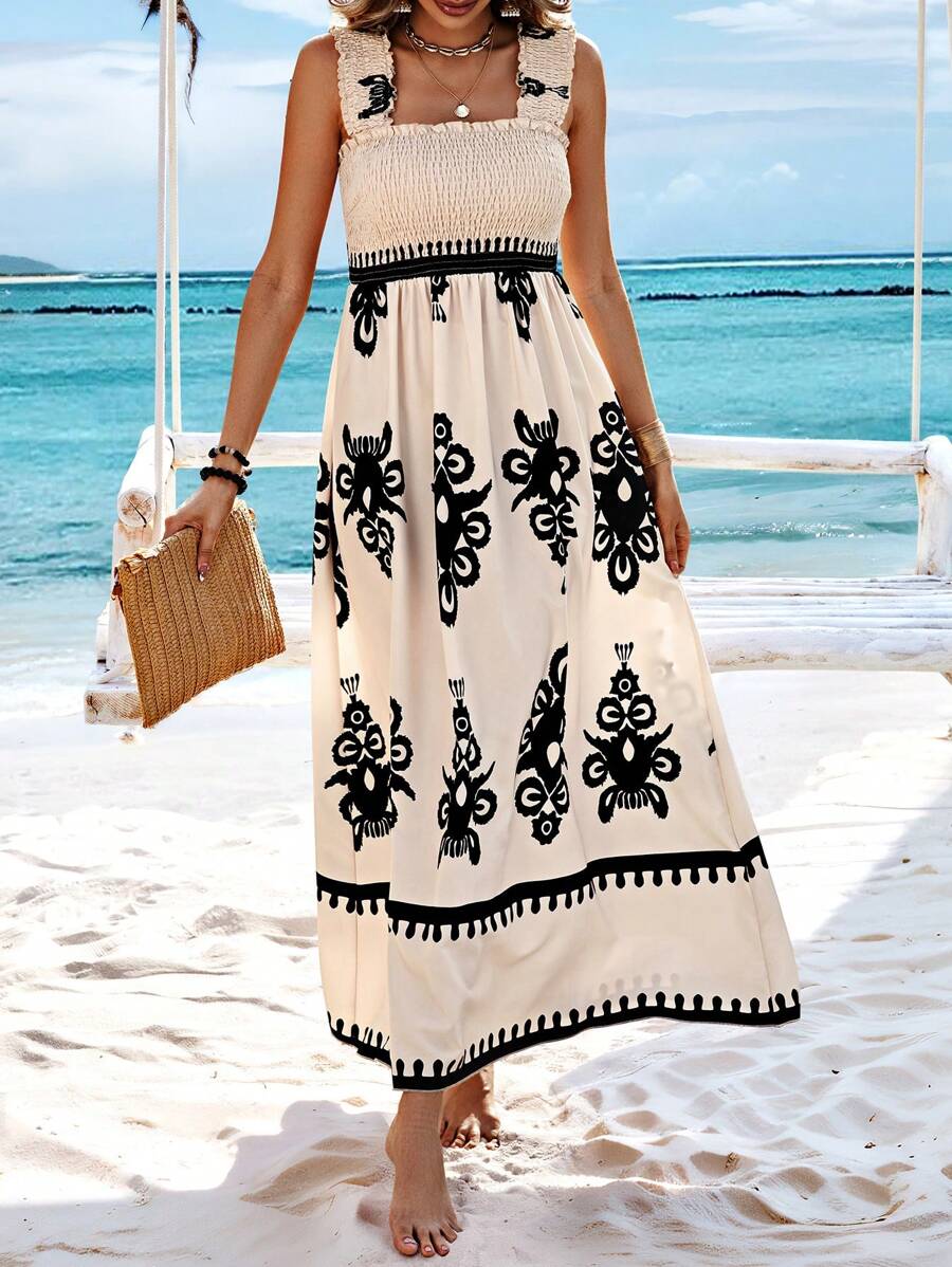 💕2026 Fashion New 60% OFF💝Womens Casual Sleeveless Square Neck Floral Aline Smocked Dresses with Pockets - Image 10