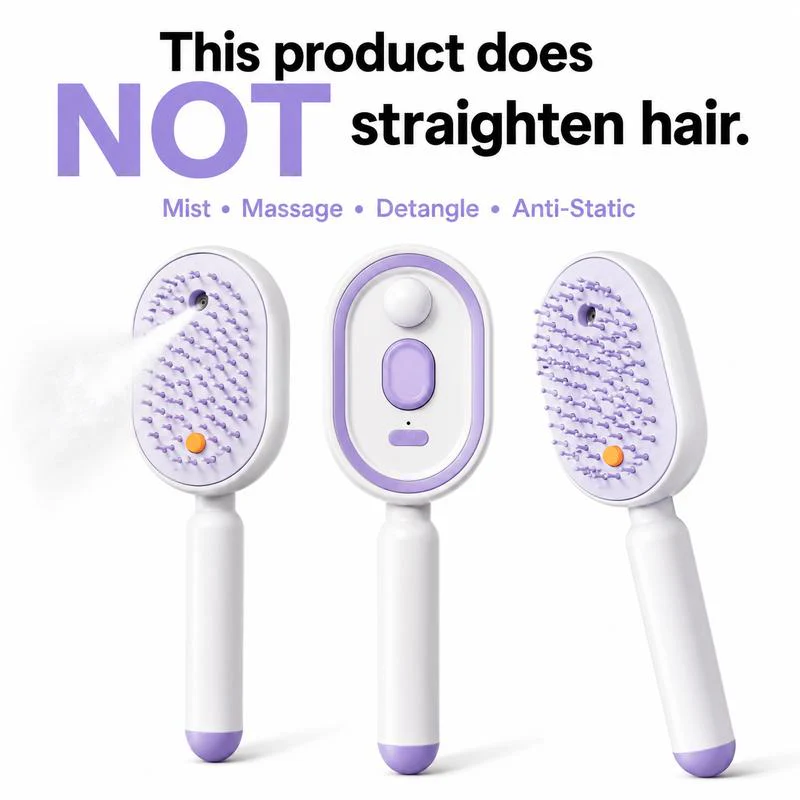 💗LAST DAY SALE 49% OFF⚡Scalp Massager Comb 💆♀️ – Self-Cleaning 🧼, Tangle-Free ✂️ & Frizz-Control Hair Brush with Soothing Mist Spray 💨✨ | Perfect for Dry, Brittle Hair 💧🌟 - Image 16