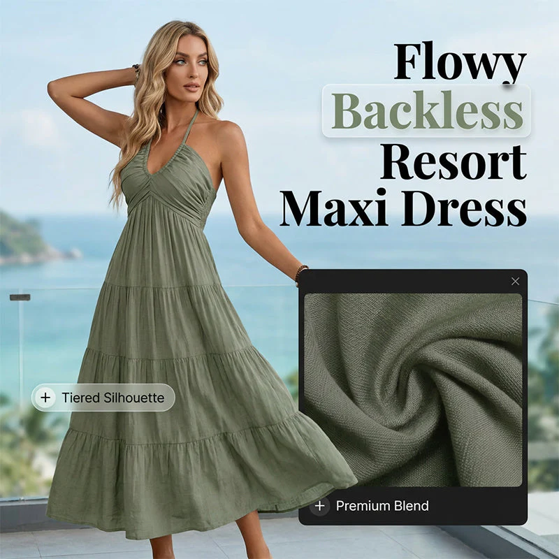 ⏳Time-Limited Special 60%Off⏰Women's Halter Neck Backless Maxi Dress