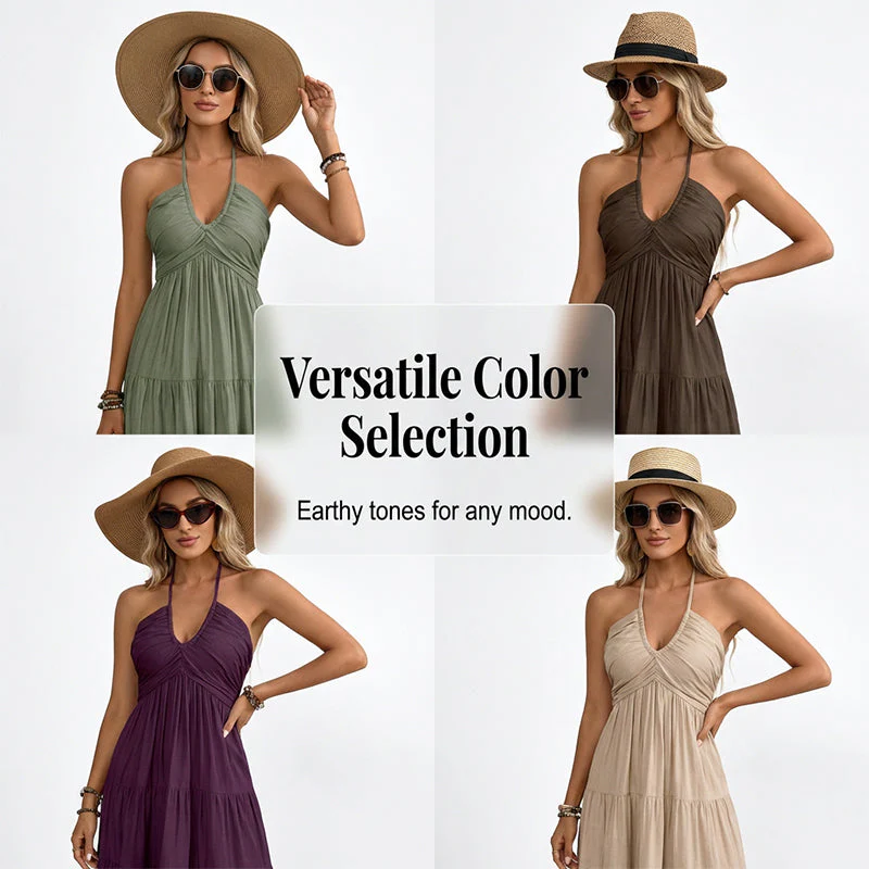 ⏳Time-Limited Special 60%Off⏰Women's Halter Neck Backless Maxi Dress - Image 8