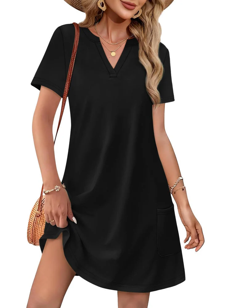 ⏰2026 Hot Sale 50% OFF💃Women's Casual V Neck Vacation Midi Dress With Pockets - Image 11
