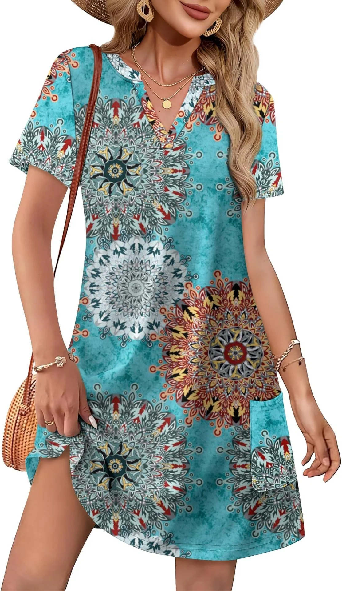 ⏰2026 Hot Sale 50% OFF💃Women's Casual V Neck Vacation Midi Dress With Pockets - Image 4