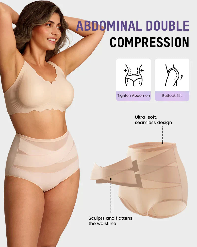 🌸 Last Day Special Price £9.99 ! 🔥Buy 1 Get 1 Free🎁Plus-Size High-Waist Cross Tummy Control Panties - Image 2