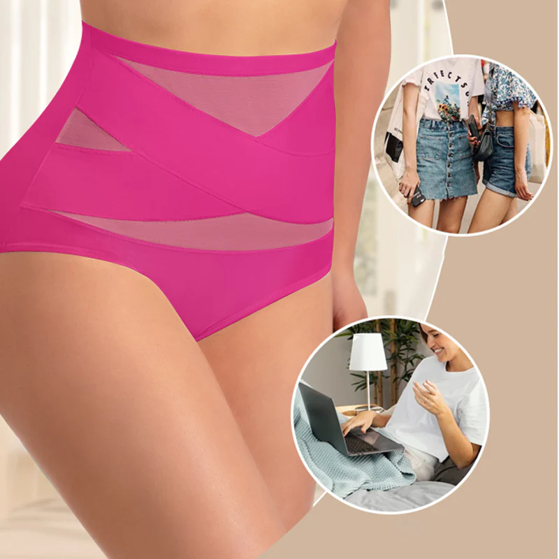 🌸 Last Day Special Price £9.99 ! 🔥Buy 1 Get 1 Free🎁Plus-Size High-Waist Cross Tummy Control Panties - Image 5