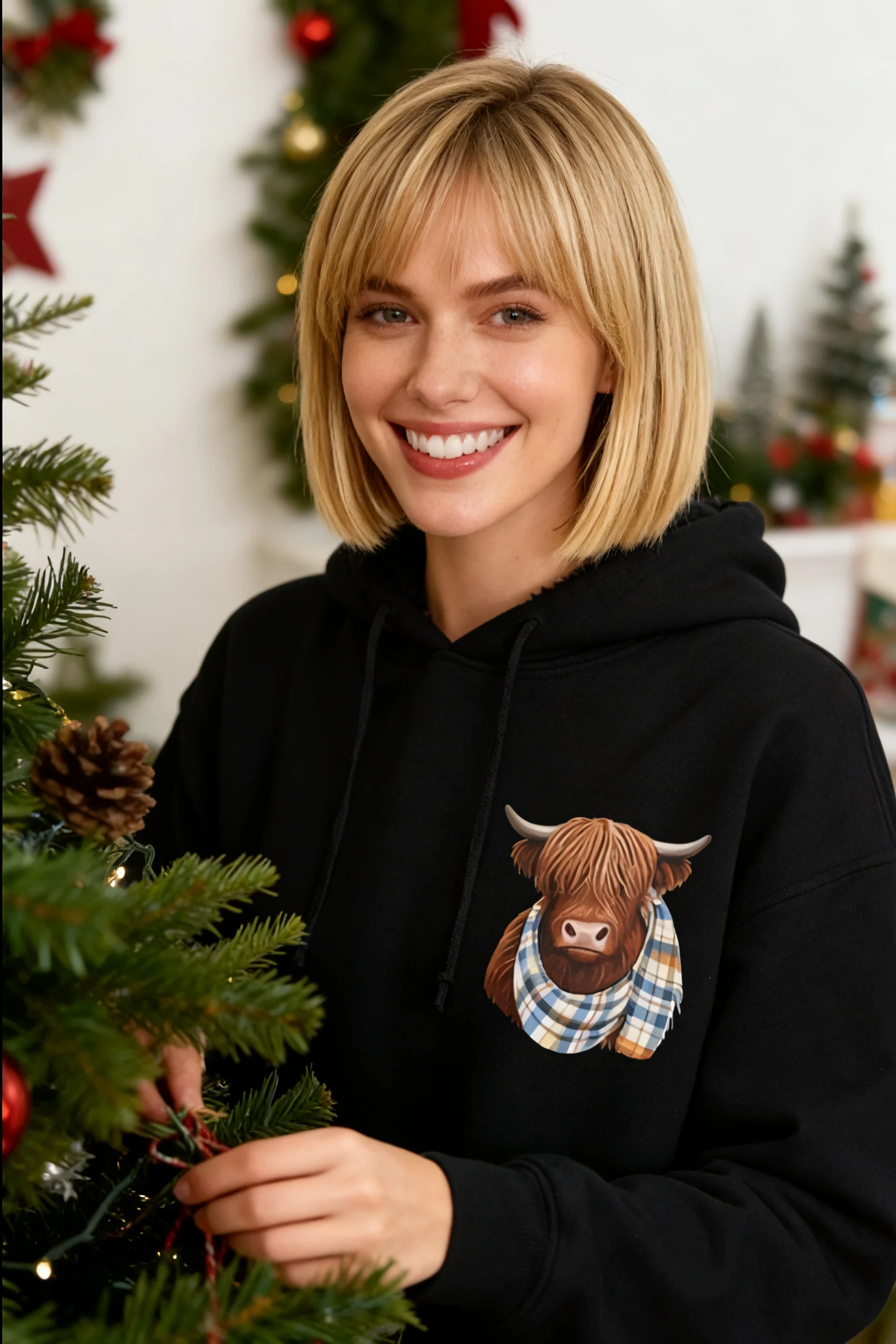💖CHRISTMAS SALE 50% OFF!!🎁Cute Highland Cow Cozy Fleece-Lined Hooded Sweatshirt🦬 - Image 8
