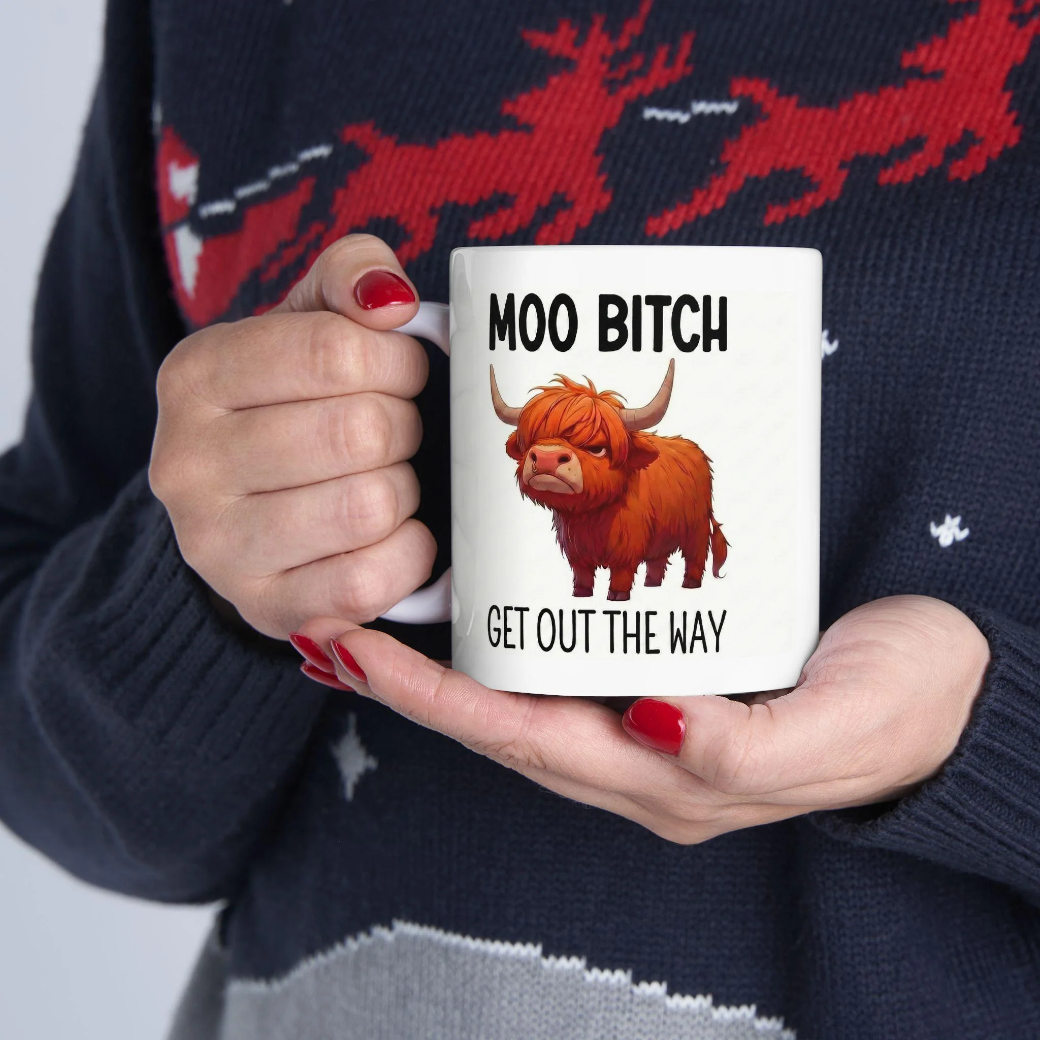 🔥LAST DAY SALE 50% OFF!!🏆Flash Sale⚡ 50K+ SOLD! Almost Gone💥Moo Bitch Get Out The Way Highland Cow Mug - Image 3