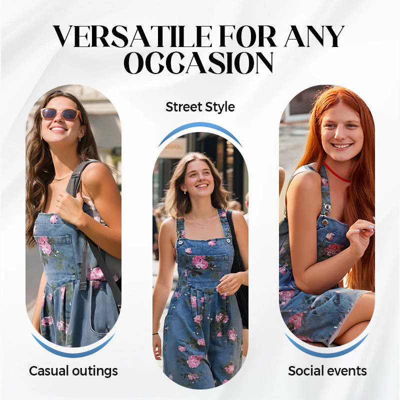 🌸2025 New Fashion🌸 Vintage Floral Printed Denim Jumpsuit - Image 8