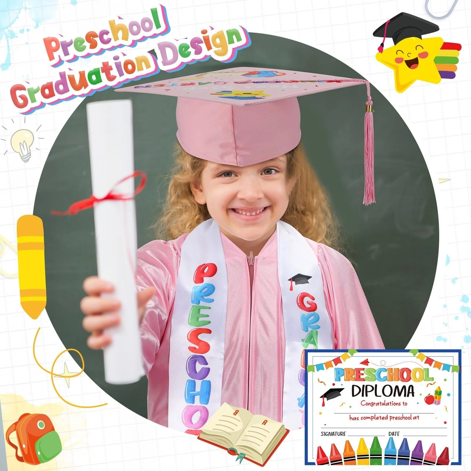š„Last Day 50% OFF - Kindergarten Graduation Cap & Gown Set ā Class of 2026 Satin Graduation Outfit & Keepsake Gift Bundle š - Image 3