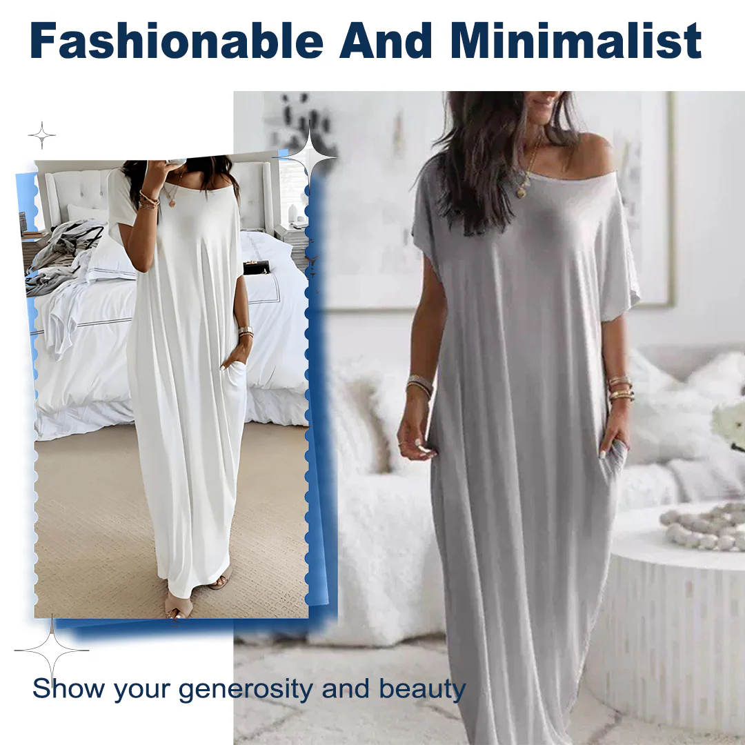 💃Last Day Special Discount❤️🥰Women's Summer Casual Loose Solid Color Short-Sleeve Long Dress - Image 10