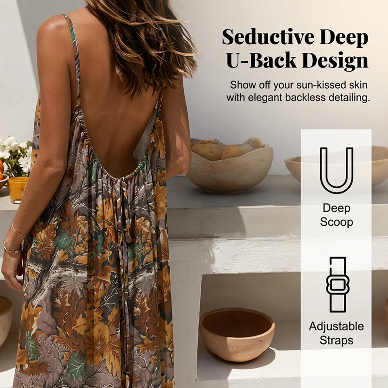 🔥2026 HOT SALE 50% OFF!!!👗Women's Summer Backless Spaghetti Strap Maxi Dress - Image 2