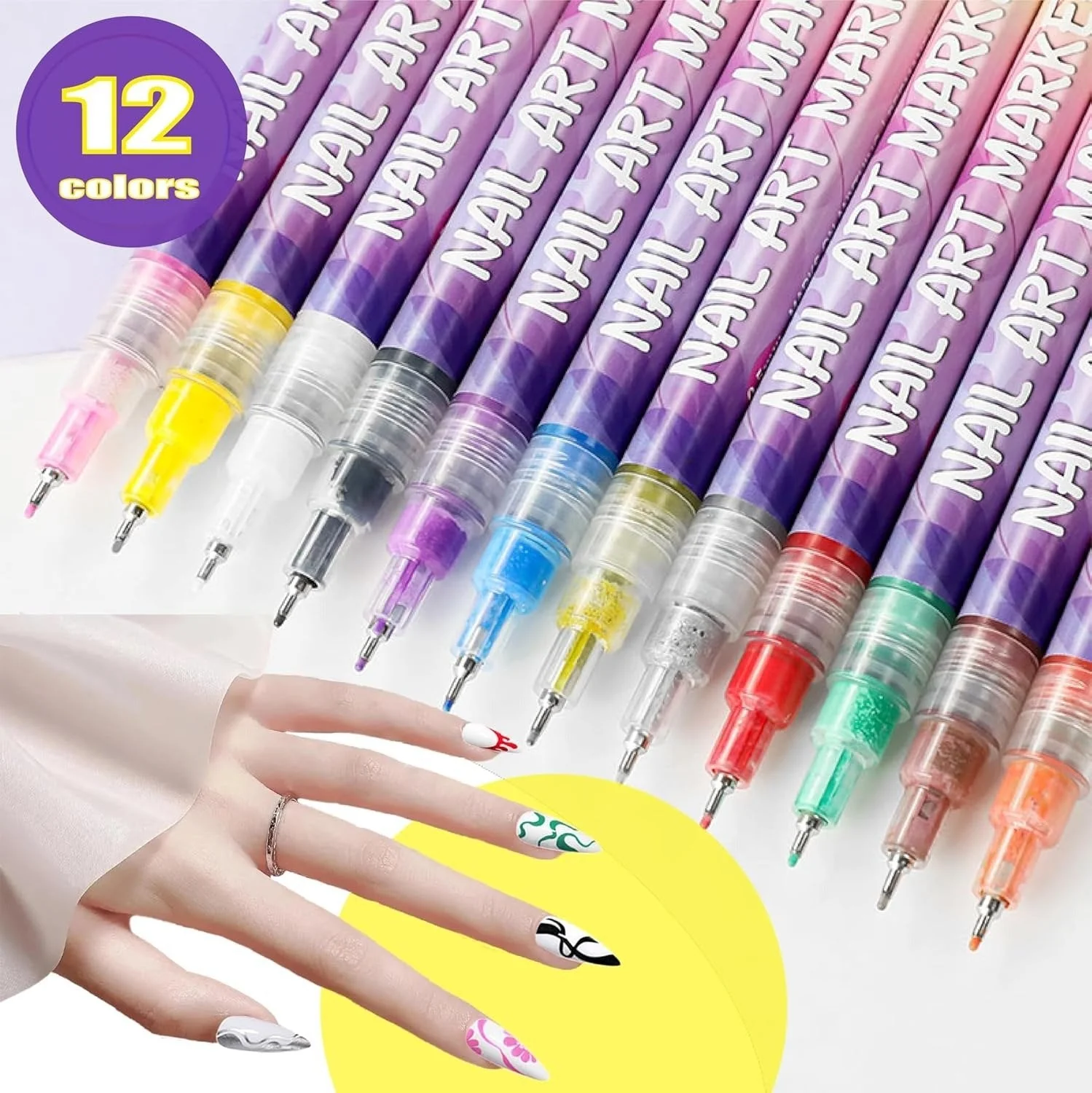 🎁LAST WEEK SPECIAL PRICE £9.99!⏳12 Colors Nail Art Pens Set🎨💅 - Image 5