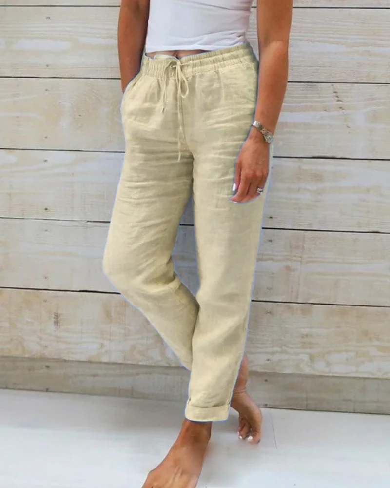 🌸LAST DAY SPECIAL PRICE: £11.99!!🌸Women's Elastic Waist Cotton Linen Casual Pants - Image 4
