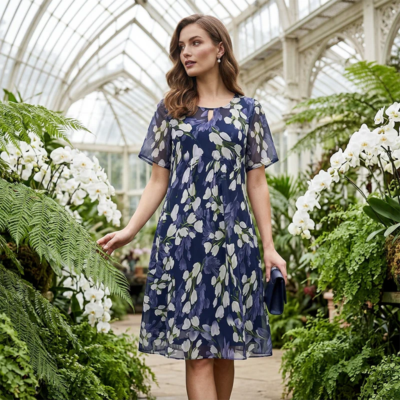 🌸 50% OFF NOW! ✨ Women's Floral A-Line Party Dress – Double-Layer Chiffon, Elegant Print & Knee-Length Fit 👗 - Image 12