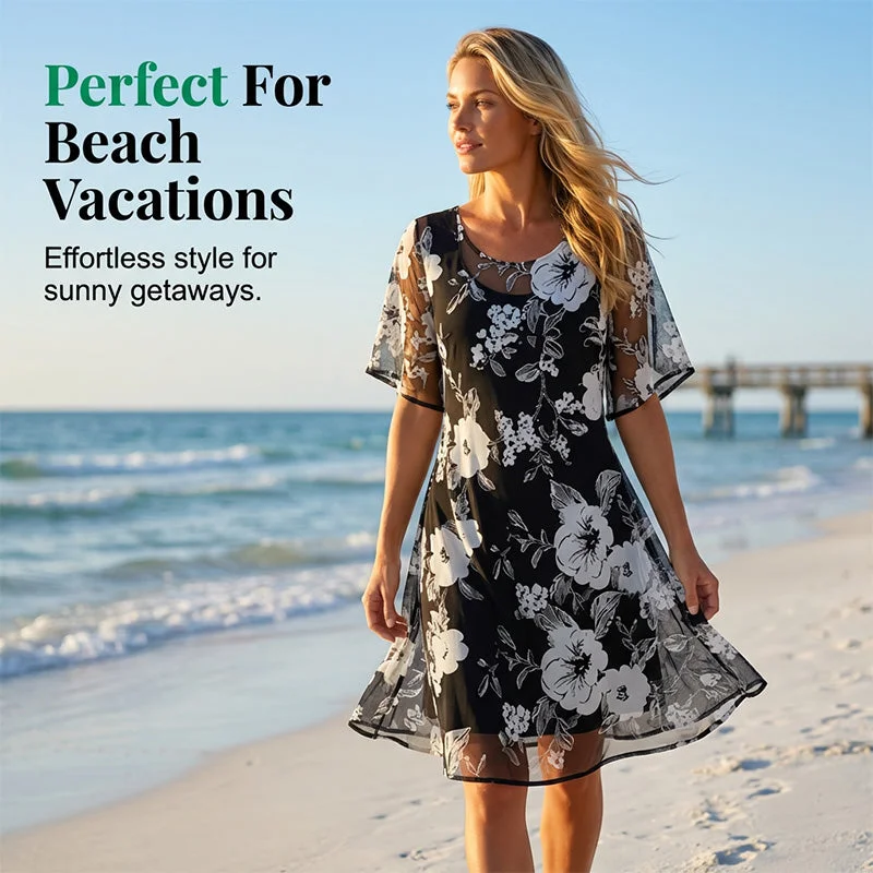 🌸 50% OFF NOW! ✨ Women's Floral A-Line Party Dress – Double-Layer Chiffon, Elegant Print & Knee-Length Fit 👗 - Image 21