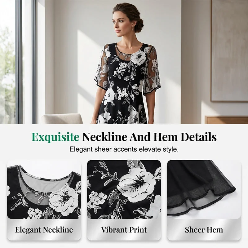 🌸 50% OFF NOW! ✨ Women's Floral A-Line Party Dress – Double-Layer Chiffon, Elegant Print & Knee-Length Fit 👗 - Image 22