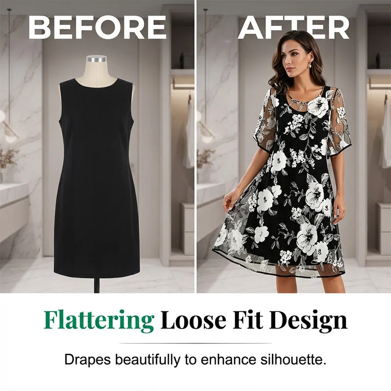🌸 50% OFF NOW! ✨ Women's Floral A-Line Party Dress – Double-Layer Chiffon, Elegant Print & Knee-Length Fit 👗 - Image 23