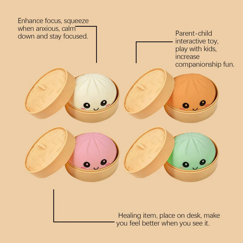 🥳2026 HOT SALE💞50K+ SOLD!👵🥟Glitter Dumpling Squishy Steamer Blind Box Surprise Squeeze Fun✨ - Image 11
