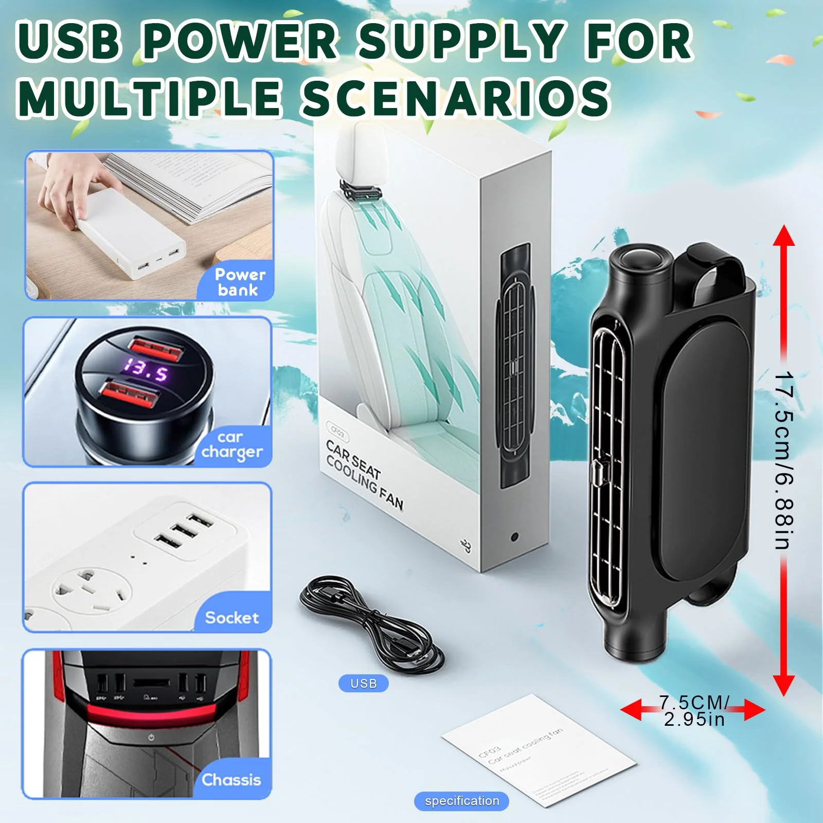 🌞Summer Time Deal 49% OFF🔥🔥Car Seat Cooling Fan❄️ - Image 5