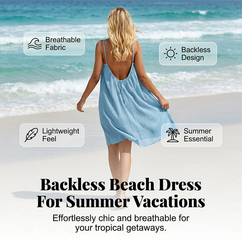 👗Only £10.99 Last Day Promotion!🔥Sexy Backless Cami Dress with Adjustable Drawstring