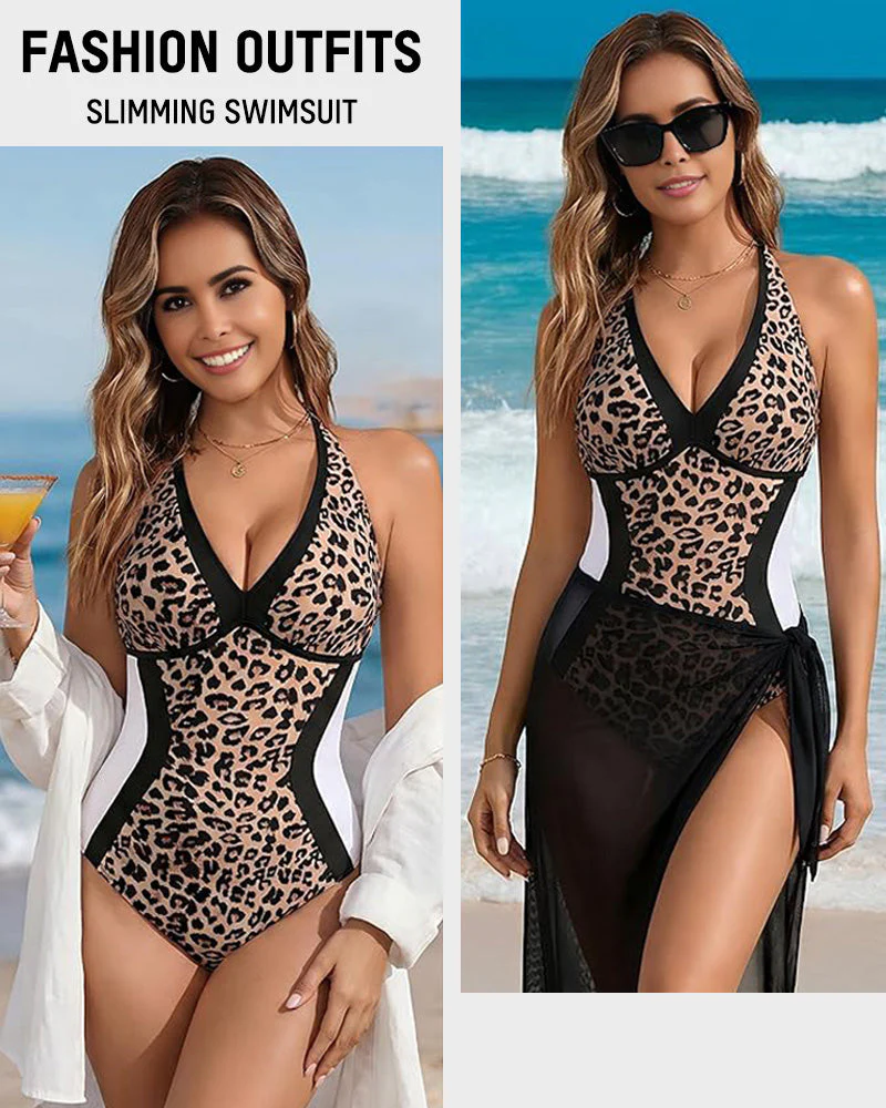 👙2026 NEW TYPE 50% OFF✨Women's Color Block Shapewear One Piece Swimsuit - Image 9