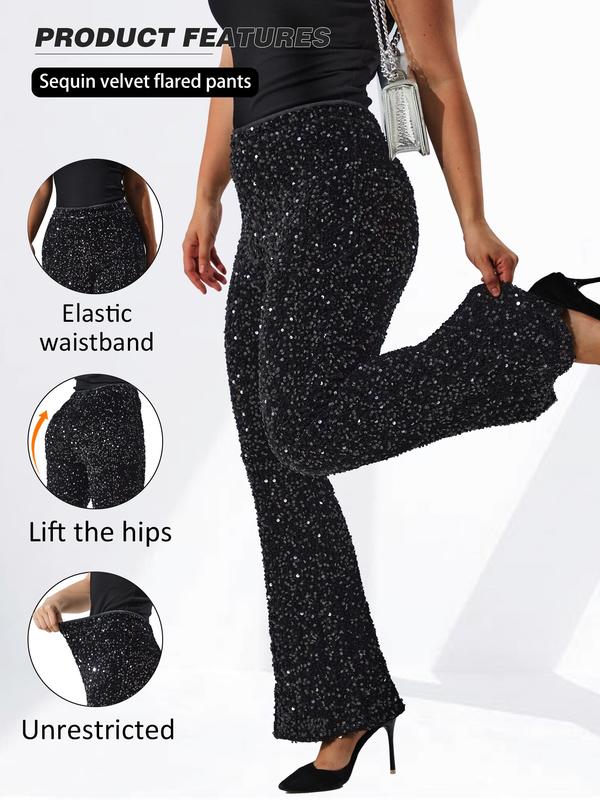🎅LAST DAY SALE 50% OFF💖Women's Sequin Sparkle Wide Leg Pants with Elastic Waistband - Image 2