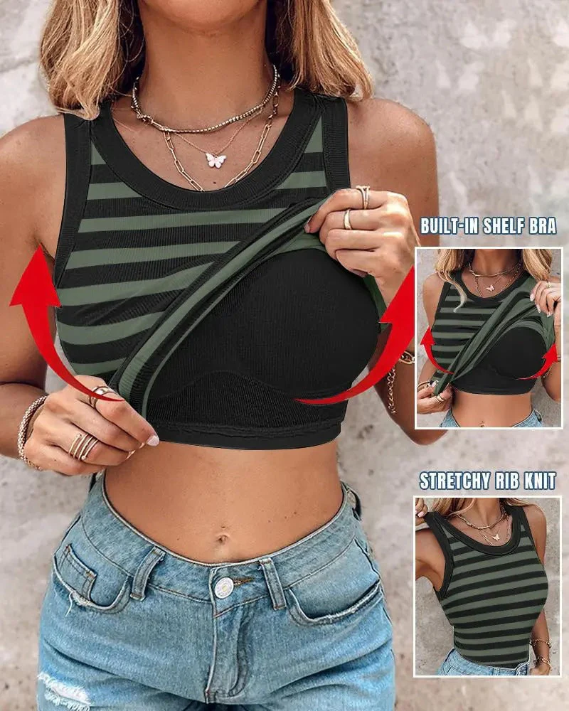 💖Last Day Special Price ￡10.99!!💖Ribbed Stretchy Tank Top with Shelf Bra - Image 13
