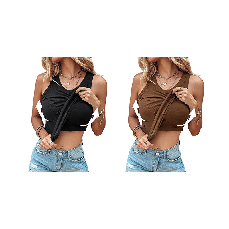 💖Last Day Special Price ￡10.99!!💖Ribbed Stretchy Tank Top with Shelf Bra - Image 14